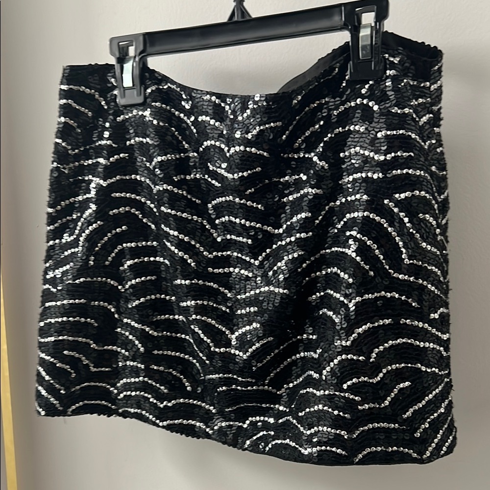 Gryphon Black and Silver Sequin Mini Skirt